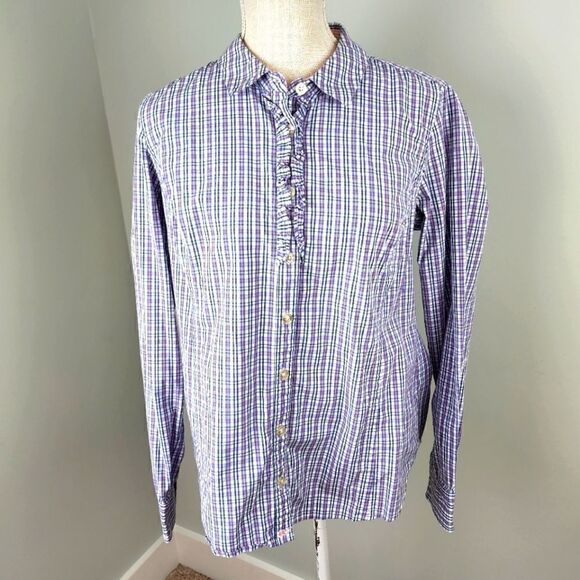 VINEYARD VINES WOMEN'S LONG SLEEVE BUTTON DOWN SHIRT PINK AND BLUE PLAID SIZE 14 - Picture 1 of 8
